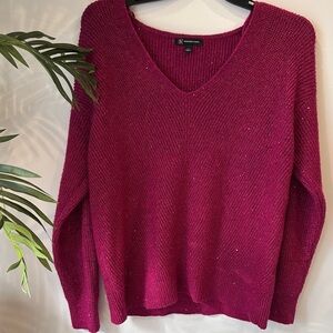 Women's V-Neck Sweater - Deep Pink